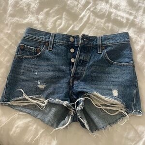 Levi's High Waisted Distressed Jean Shorts